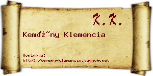 Kemény Klemencia névjegykártya